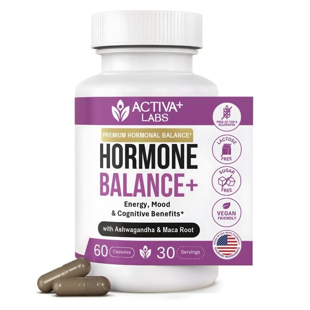 Swiss Activa+ Labs Hormone Balance and Hormone Support for Women | Supplements with Maca, Ashwagandha, Ginseng & B Vitamins | Cortisol Supplements for Women | Energy, Mood & Wellness– 30 Days Supply
