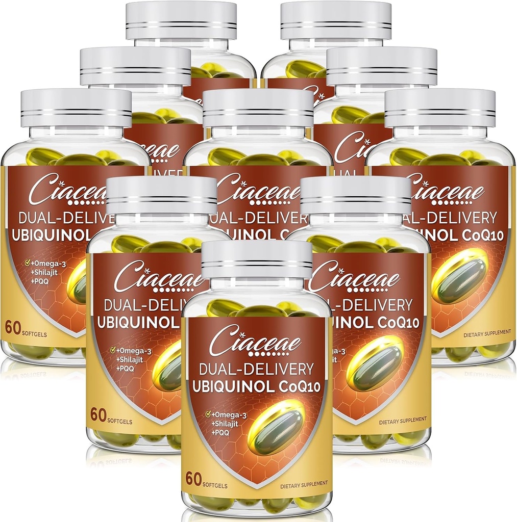 Ubiquinol CoQ10 600 MG Softgels with Omega-3 & Shilajit & PQQ, Advanced Dual-Delivery Coenzyme-Q10, Active CoQ10 Ubiquinol Supplement for Fertility, Antioxidant, Heart, Brain & Energy, 600 Servings