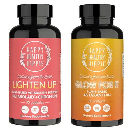 Happy Healthy Hippie Glow for It Astaxanthin Supplement & Lighten Up (Metabolaid™ + Chromium)