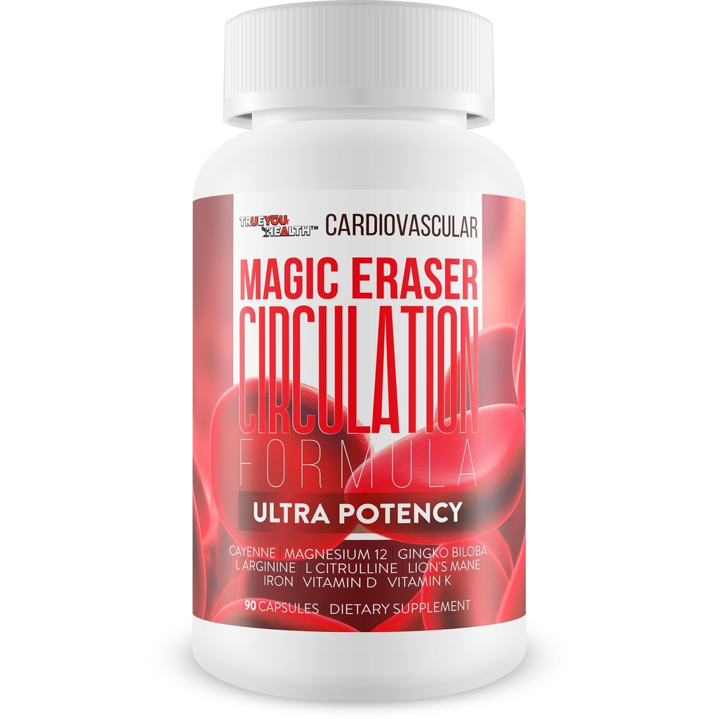 Magic Eraser Circulation Formula - Our Best Circulation and Vein Support Vitamins - High Pressure Pills - Circulation Supplements to Increase Blood Flow Care - Cardiovascular Magic Eraser Supplement