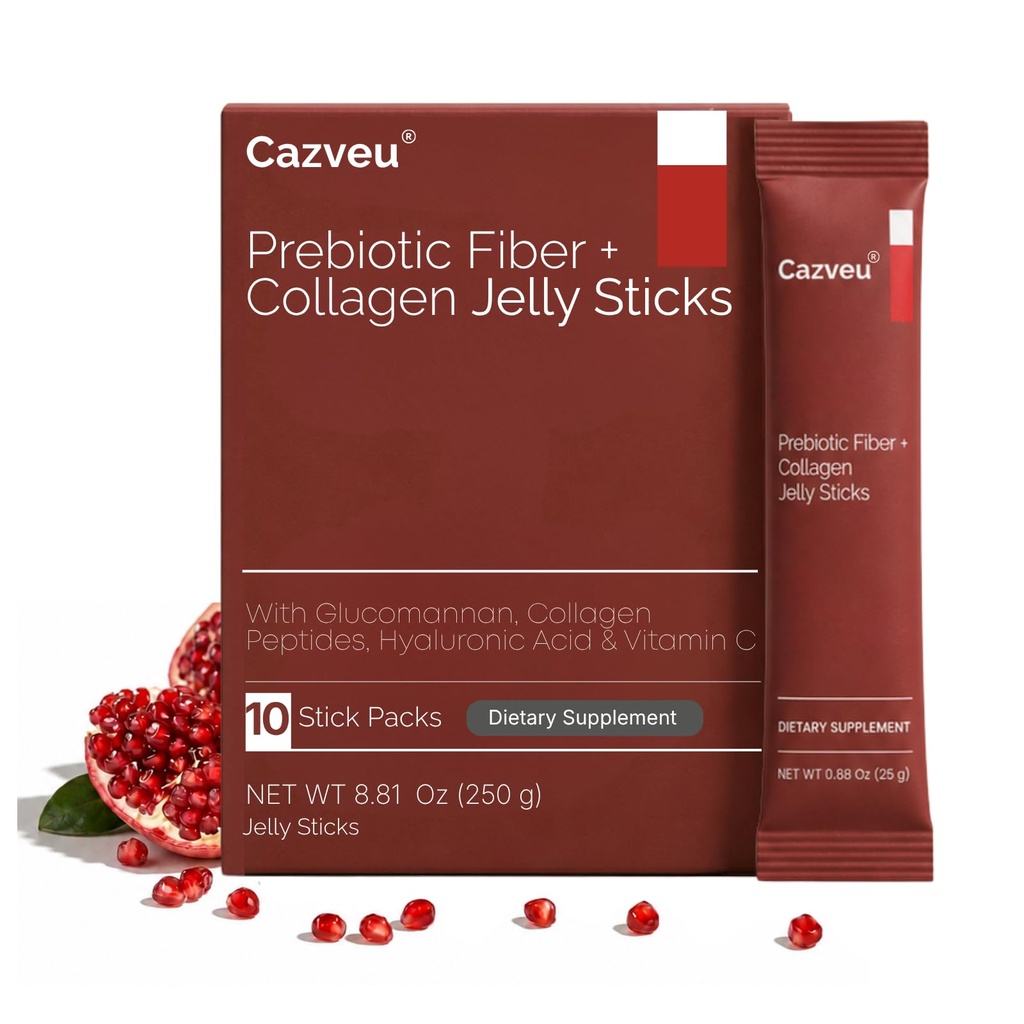 Cutting Jelly Collagen Stick for Women with Chicory Root Fiber (Inulin), Fish Collagen Peptides, Glucosamine, Chia Seed, Hyaluronic Acid,Vitamin C, 10 Jelly Sticks