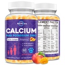 Calcium Potassium Magnesium Gummies for Kids & Adults, Magnesium Potassium Calcium Supplement for Kids, Sleep, Bone Strength, Density Support, Sugar Free, Juice Peach & Mango Flavor, 60 Gummies