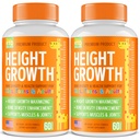 Kids Height Growth Support Capsules 2 Pack – Daily Development Formula with Calcium, Vitamin D3 & Zinc – Bone & Nutrition Support for Kids & Teens – Amino Blend – 120 Capsules Total