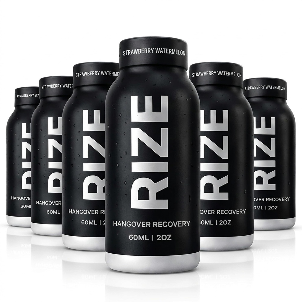 RIZE Hydration & Detox Wellness Shot – Liver Health & Antioxidant Support with DHM, NAC, Milk Thistle & B Vitamins | Herbal Hydration Blend for Energy & Daily Wellness (6 Pack)