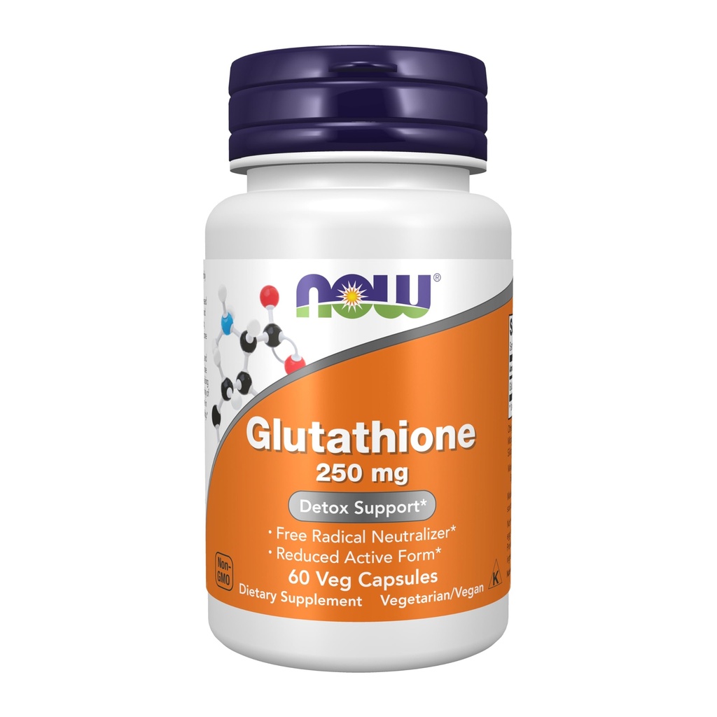NOW Foods Supplements, Glutathione 250 mg, Detoxification Support*, Free Radical Neutralizer*, 60 Veg Capsules (Pack of 12)