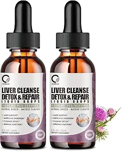 Milk Thistle Liver Cleanse Detox & Repair Supplement Liver Support Liquid Drops with Dandelion Extract, Artichoke