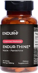 ENDUR-Thine Niacin – Pantethine, Heart & Liver Health Supplement, Efficient Formula for Optimal Absorption, Gluten Free, 500mg (90 Tablets)