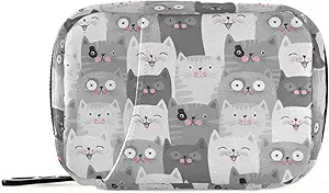 Grey Cats Pill Box 7 Day Pill Case Bag Travel Pill Organizer Bag with Zipper Portable Weekly Case Compact Size for Vitamin Supplement Holder