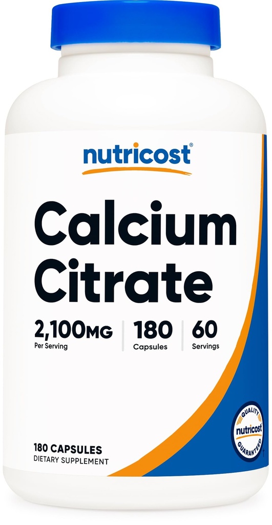 Nutricost Calcium Citrate (2,100mg) 180 Vegan Capsules, Gluten-Free | GMO-Free, 60 Servings