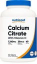 Nutricost Calcium Citrate (1,260mg) with Vitamin D (25mcg) 240 Tablets | GMO-Free, Gluten-Free, 60 Servings