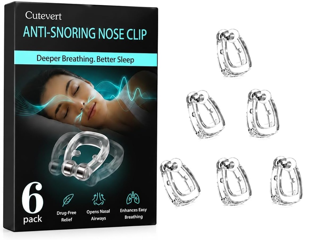 Anti Snoring Devices, 6-Pack Magnetic Snore Stopper with Adjustable Silicone Nose Clip, Effective Snoring Solution for Restful Sleep, Professional Nose Vents to Relieve Snoring, 0.52in*0.69in