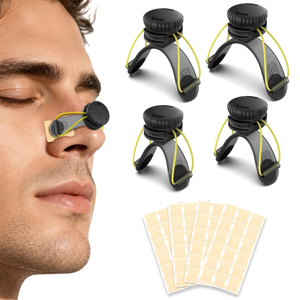 Nose Strips for Breathing & Snoring, Extra Strength Adjustable Nasal Strips | 4 Sizes for Custom Fit, Congestion Relief for Sleep, Colds, Allergies & Sports, Sensitive Skin Friendly, 36ct, Black