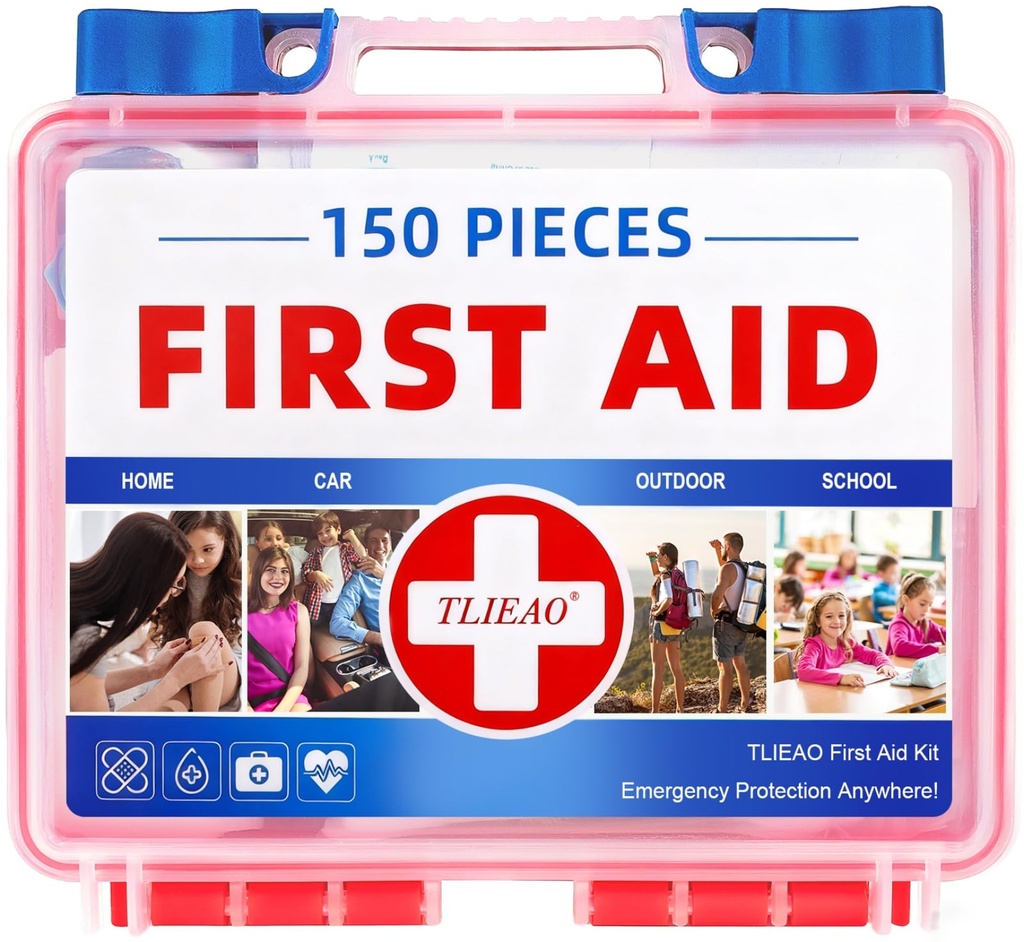 Mini First Aid Kit - 150 Pieces, All-Purpose Portable | Emergency Medical Kit for Home, Car, Travel, Camping, Truck, Hiking, Sports, Office, Vehicle & Outdoor Emergencies