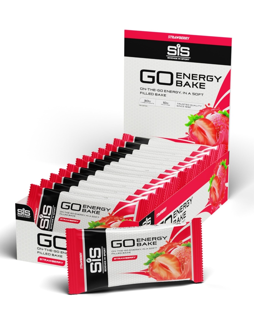 SiS GO Energy Bakes - High-Carbohydrate Bar - 30g Dual-Source Carbohydrates - 2:1 Glucose to Fructose Ratio - Sports Nutrition Energy Bar - Strawberry Flavor - 12 Count