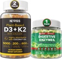 NEVISS Vitamin D3 5000iu & K2, Calcium Gummies & Digestive Enzymes Gummies