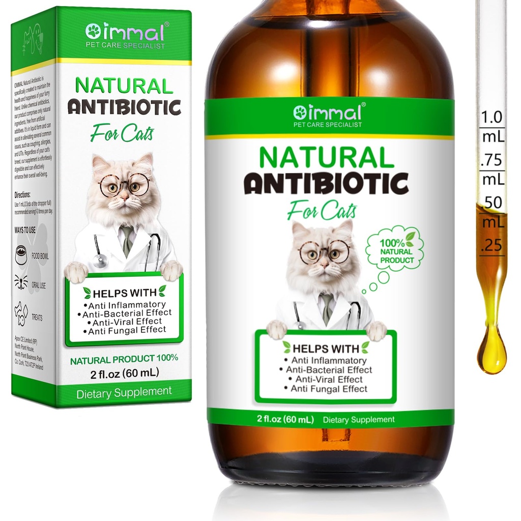 Antibiotics for Cats, Cat Antibiotics for Injections, Natural Cat antibiotic for Immune & Allergy Relief, Cough Relief, Yeast Injection, UTI Treatments, Cats Antibiotic Drops, 60ML