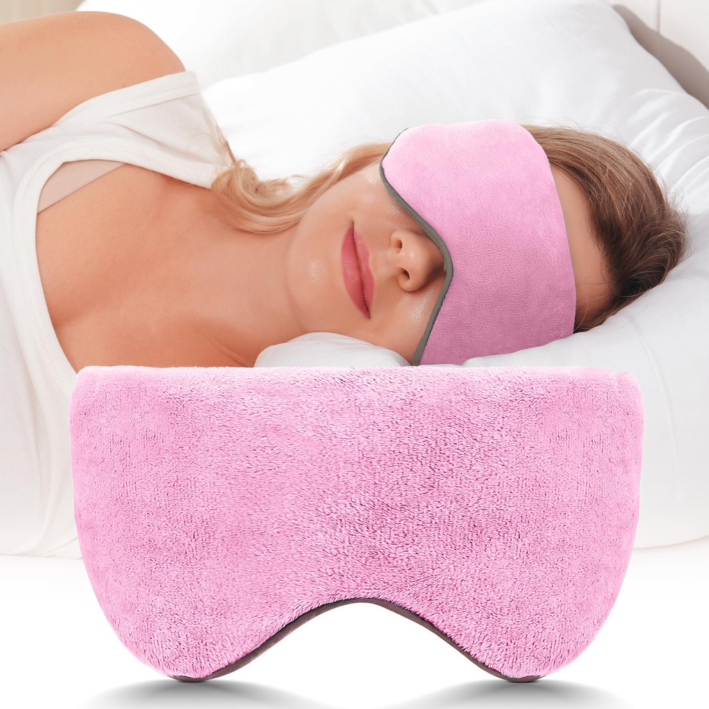 Mr. Sandman Weighted Eye Mask for Sleeping, Blackout Mask, 0.5 lbs, Pink | Reversible Cooling and Cozy Sides; Blackout Eye Cover for Sleep and Travel; Gentle Weighted Comfort; Gift for Women and Men
