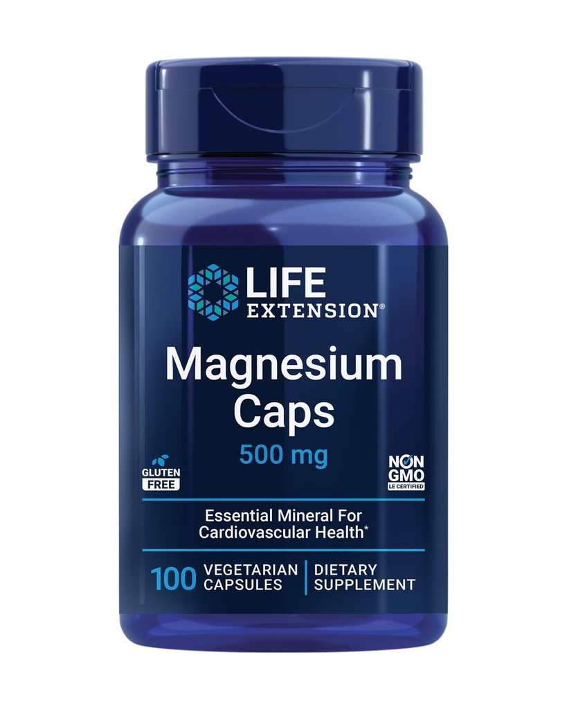 Life Extension L-Glutamine 500mg and Magnesium 500mg Capsules Bundle, Amino Acid and Mineral Supplements, 200 Vegetarian Capsules
