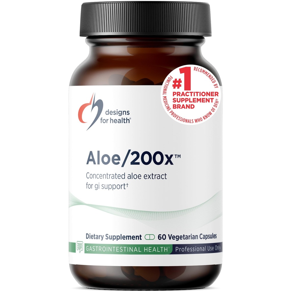 Designs for Health Aloe/200x - 200mg Aloe Vera Extract - Highly Concentrated Aloe Leaf Supplement for GI Support - Non-GMO, Vegetarian Pills (60 Capsules)
