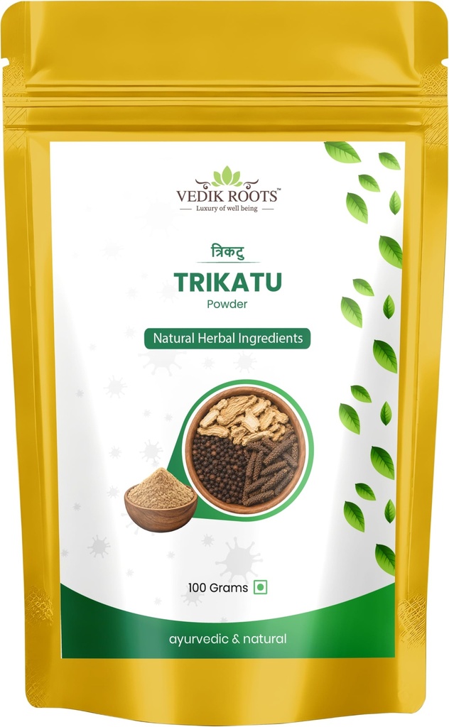 Trikatu Powder (Thirikadugam Churnam) 100g | Ginger, Black Pepper & Long Pepper Blend | Supports Digestion & Immunity | Natural, Non-GMO, Preservative Free