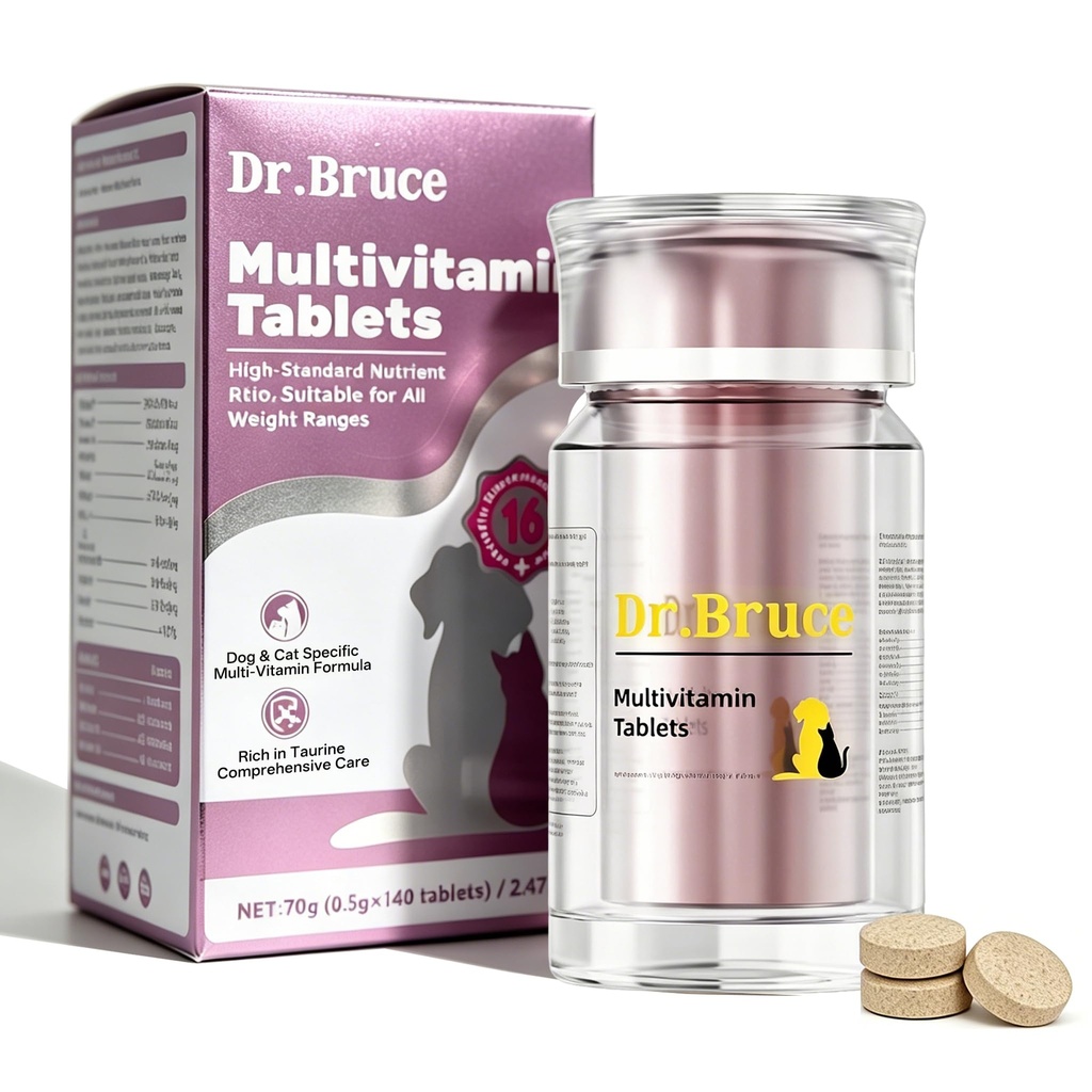Dog Multivitamin, 16-in-1 Vitamin Formula with Taurine for Heart & Vision, Ideal for Cats and Dogs, Whole Body Health, Skin, Coat, Joint & Immune Support for All Breeds, 140 Tablets