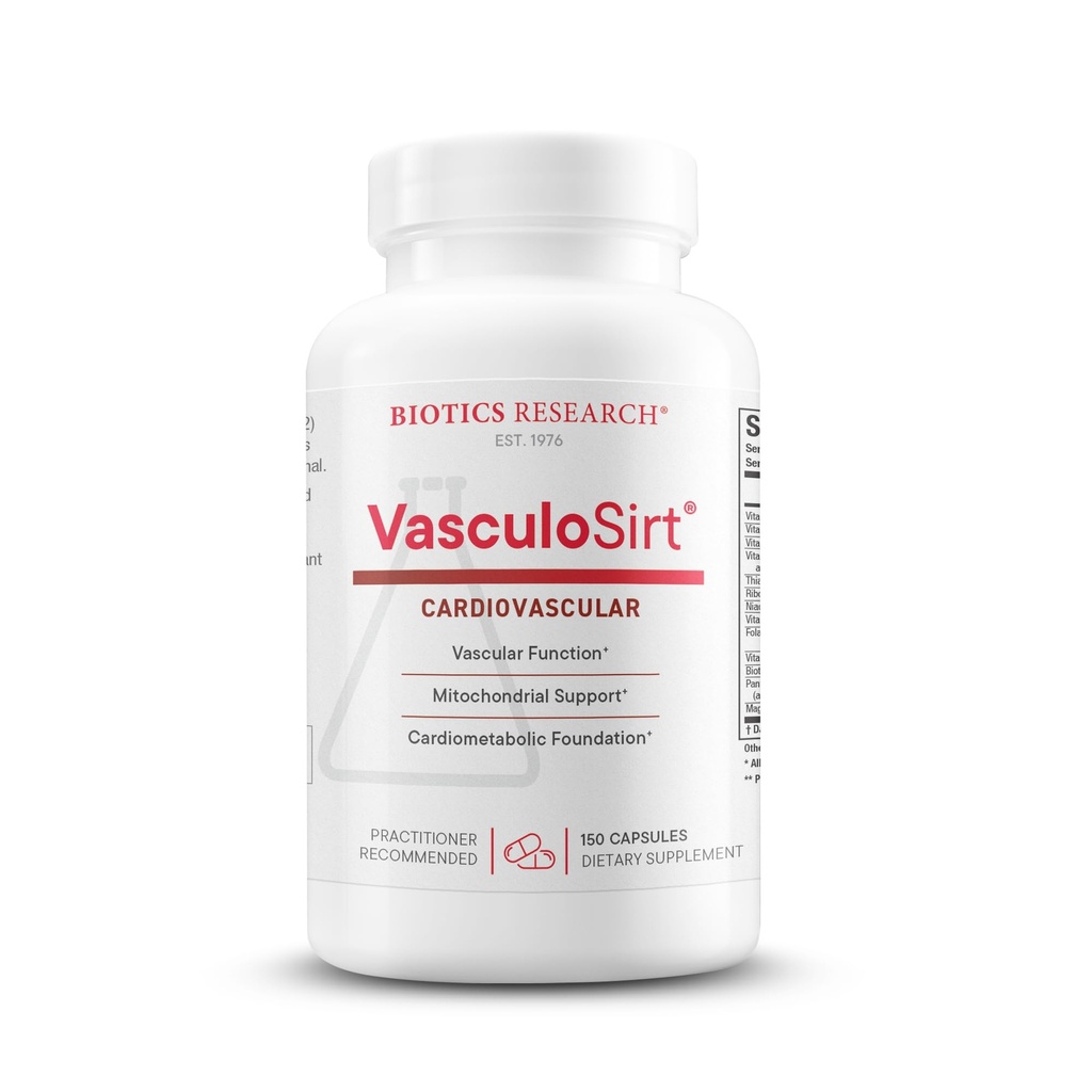 Biotics Research VasculoSirt®– Formulated with The Assistance of Mark Houston, MD, Cardiovascular and Healthy Support for Healthy Blood Flow Support, CoQ10, Resveratrol, ALA, Ginkgo- 150 Capsules