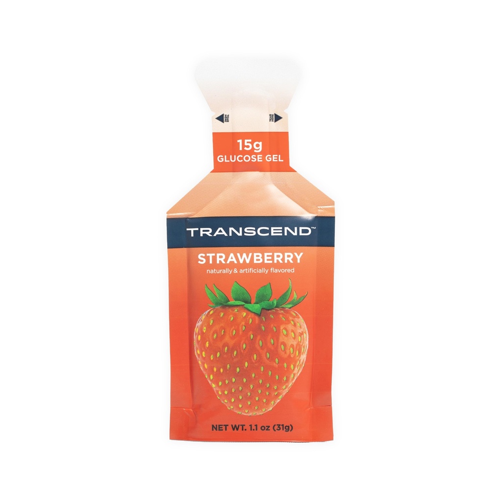 Transcend Foods Strawberry Gel (1.1 oz, Pack of 10) Fast-Acting Carb Gel Strawberry Flavor – Caffeine Free, Gluten Free