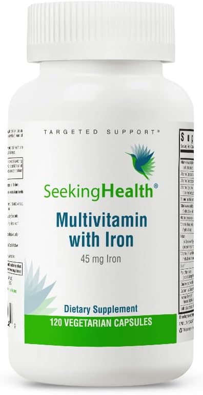 Seeking Health Multivitamin with Iron, 45 mg Chelated Iron, Active B Vitamins Plus L-5-MTHF, Supports Healthy Immune System and Energy Production, Vegetarian Capsules (120 capsules)*