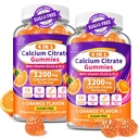 2 Packs Calcium Citrate Gummies 1200mg with Vitamin D3 K2 B12, 4-in-1 High Absorption Calcium Supplement for Women Men, Bone Teeth Muscle Support, Calcium Gummies for Adults,Sugar Free,Orange Flavor