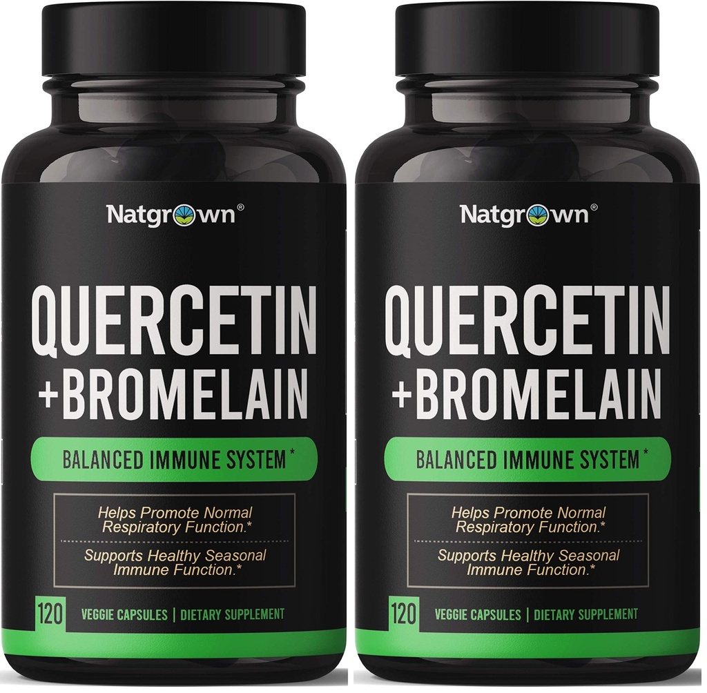Natgrown Quercetin with Bromelain Supplement Complex - 120 Capsules (Pack of 2)