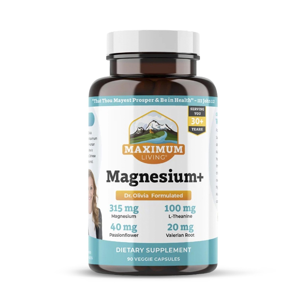 Maximum Living Magnesium+ Magnesium Glycinate Supplement- 300mg | High Absorption Formula with L-Theanine, Passionflower & Valerian Root for Relaxation, Muscle Support & Restful Sleep Support