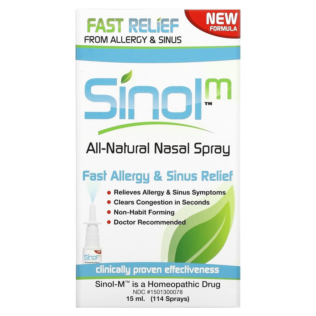 Sinol-M Allergy & Sinus Relief Spray 15 ml (Pack of 2)