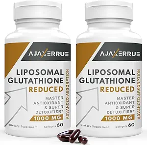 1400 mg Liposomal Glutathione, Superior Absorption Complex Reduced Glutathione Supplement with Vitamin C, Hyaluronic Acid, Master Antioxidant for Liver Detox, Brain, Skin