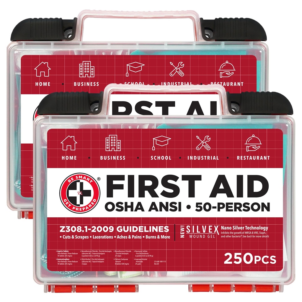 Be Smart Get Prepared OSHA/ANSI First Aid Kit - 50 Person, Pack of 2