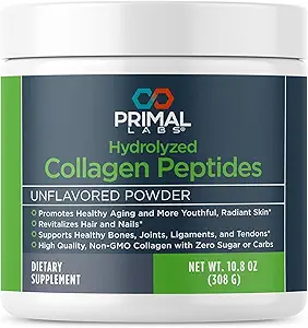Primal Health Hydrolyzed Collagen Peptides - Multi Collagen Blend - Promotes Healthy Hair, Nails, Skin, & Joints - Non-GMO & Keto Friendly - Unflavored Protein Powder - 30 Servings