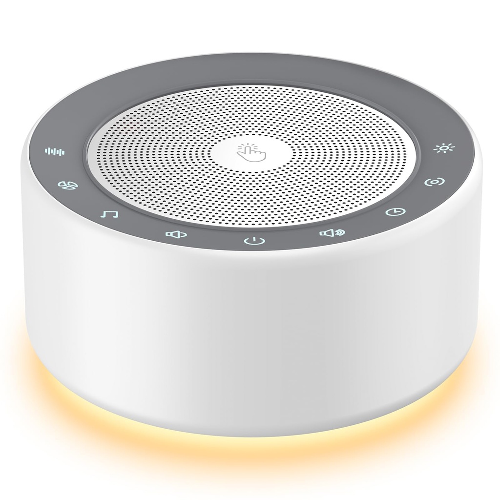 Kipcush White Noise Machine for Baby & Adults, 30 Soothing Sounds, Sleep Sound Machine with 8 Color Night Light, Memory Function, White Noise for Sleeping, Nursery, Office, Travel & Relaxation