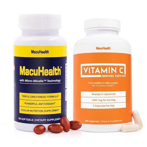MacuHealth Triple Carotenoid Formula & Liposomal Vitamin C 1000MG – Eye Vitamins with Lutein, Zeaxanthin, Meso-Zeaxanthin & High Bioavailabili
