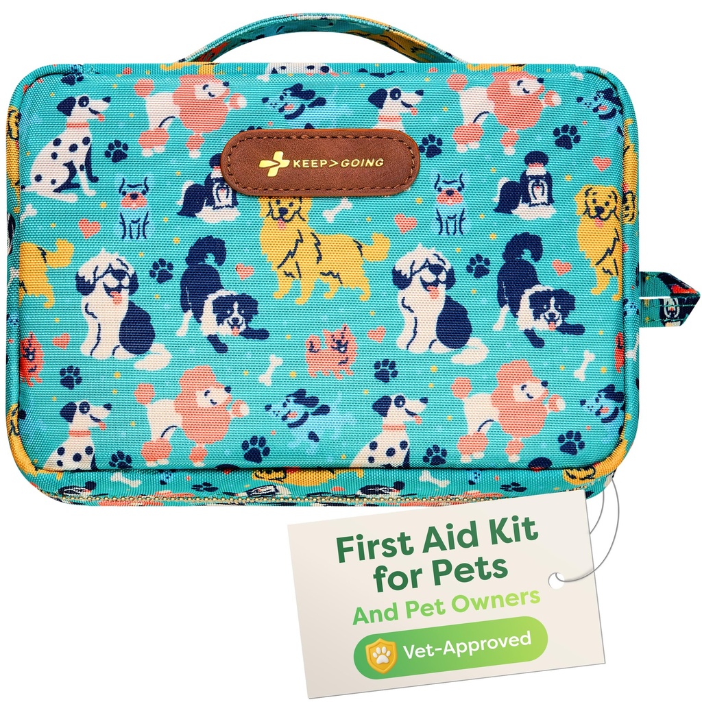 KeepGoing Pet First Aid Kit for Dogs & Cats, 99 Pc. Travel Emergency Kit