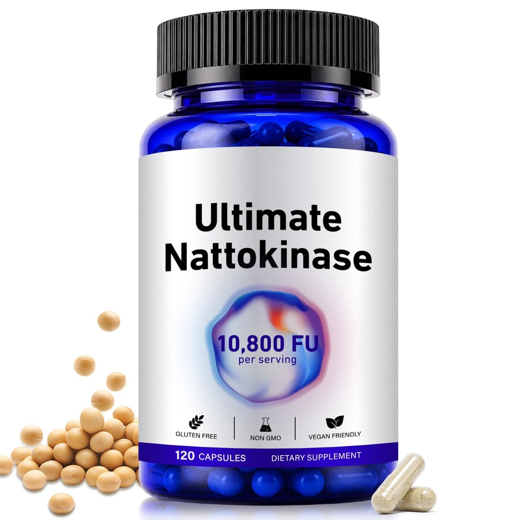 Nattokinase Supplement, 10,800 FU with Organic Nattokinase, Turmeric, Ginger, White Willow Bark, And Olive Leaf Extracts Provide Antioxidant Support To Help Maintain A Healthy Balance, 120 Capsules