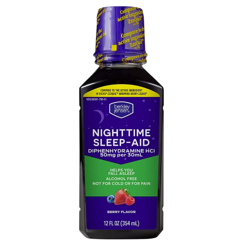 Berkley Jesen Nighttime Sleep Aid Liquid, Berry-Flavored, 12 fl oz