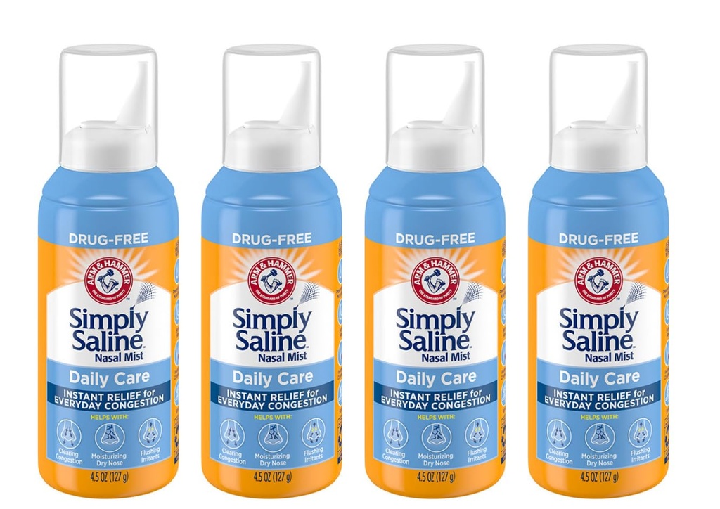 Simply Saline Instant Relief for Everyday Congestion Nasal Mist 4.25 oz (Pack of 4)