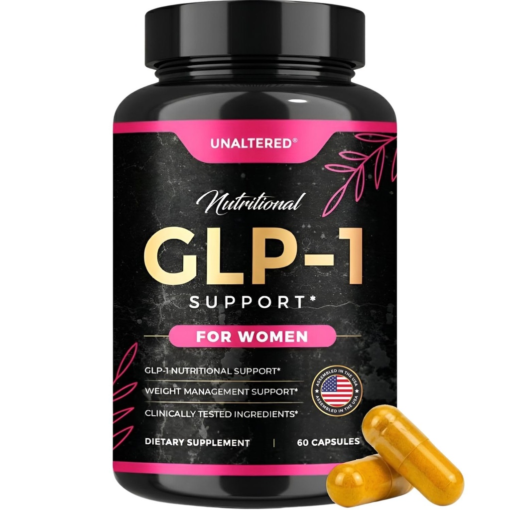 UNALTERED GLP-1 Supplement for Women - Natural Support for Cravings, Weight, & Gut Health - Clinically Tested Ingredients, Biochemist-Formulated, Vegan - Dietary Supplement - 60 Capsules