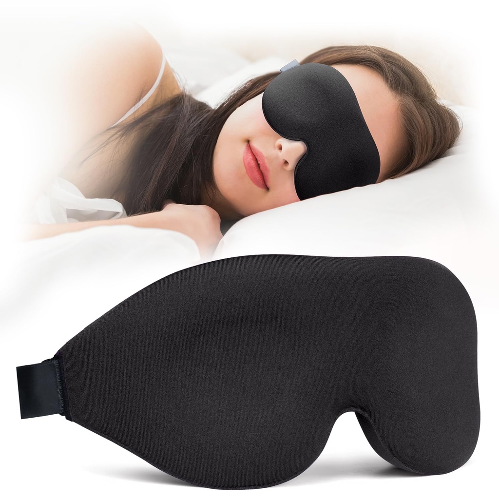 NEWVANGA Sleep Mask for Back and Side Sleeper, Travel Eye Cover, Black