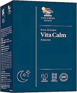 Vita Calm Sleep Aid (寧心) – Natural Herbal Supplement with Lingzhi Mushrooms – Supports Relaxation and Better Sleep – Non-Addictive Formula for Stress Relief and Improved Sleep Quality – 60 Capsules