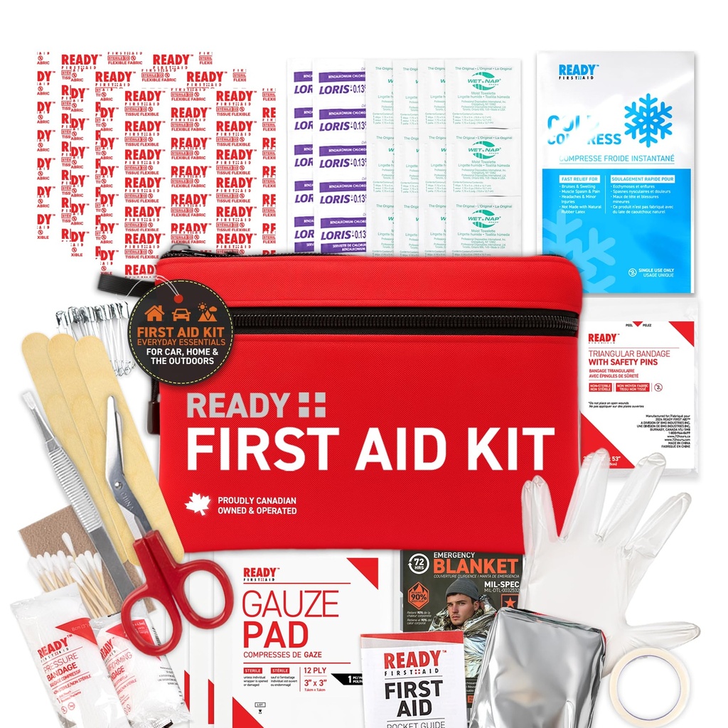 Ready First Aid 107 Piece First Aid Kit for Camping, Hiking and Travel