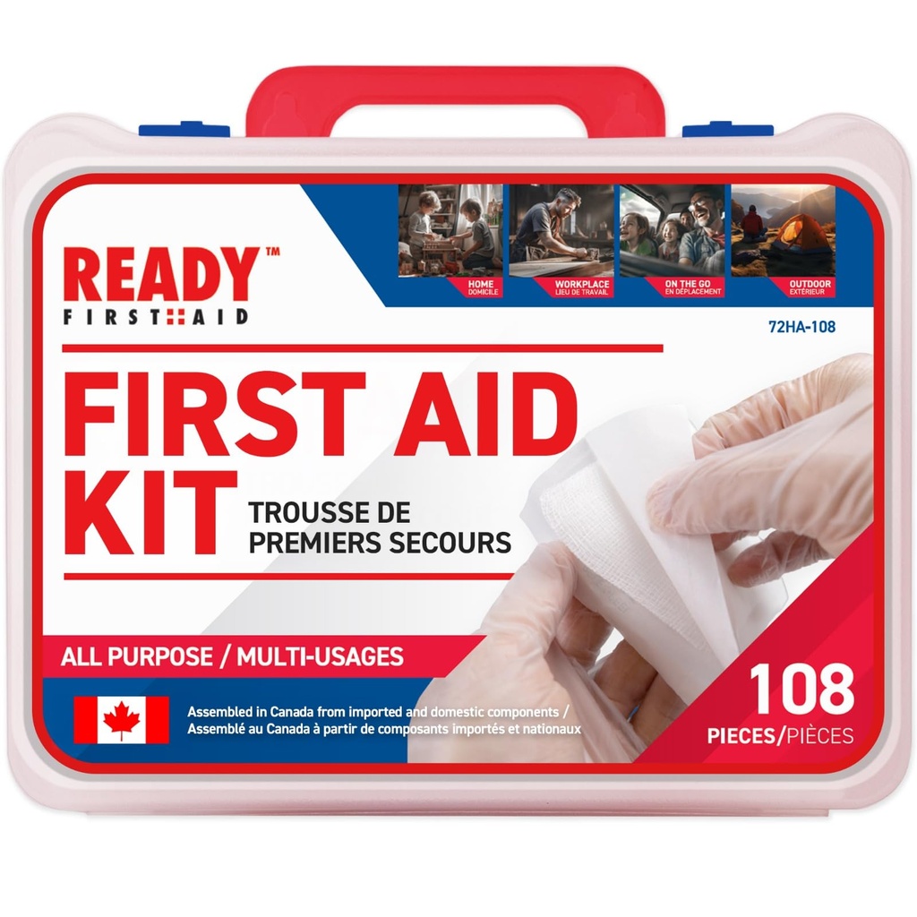 Ready First Aid 108 Piece First Aid Kit for Home and Camping Survival Kit