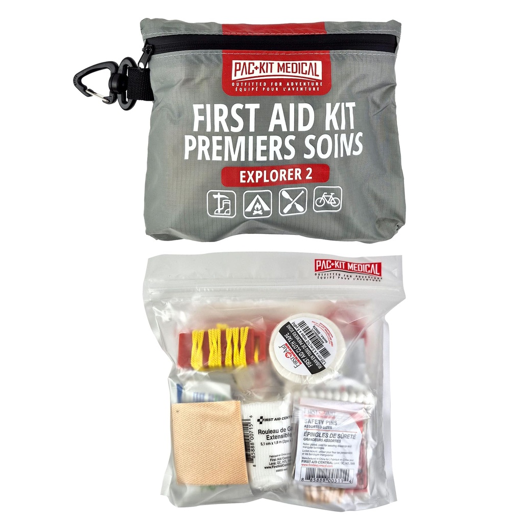 Pac-Kit Watertight Explorer 2 First Aid Kit with Waterproof Bag for Fishing, Camping, Hiking, and More, 110 Pieces