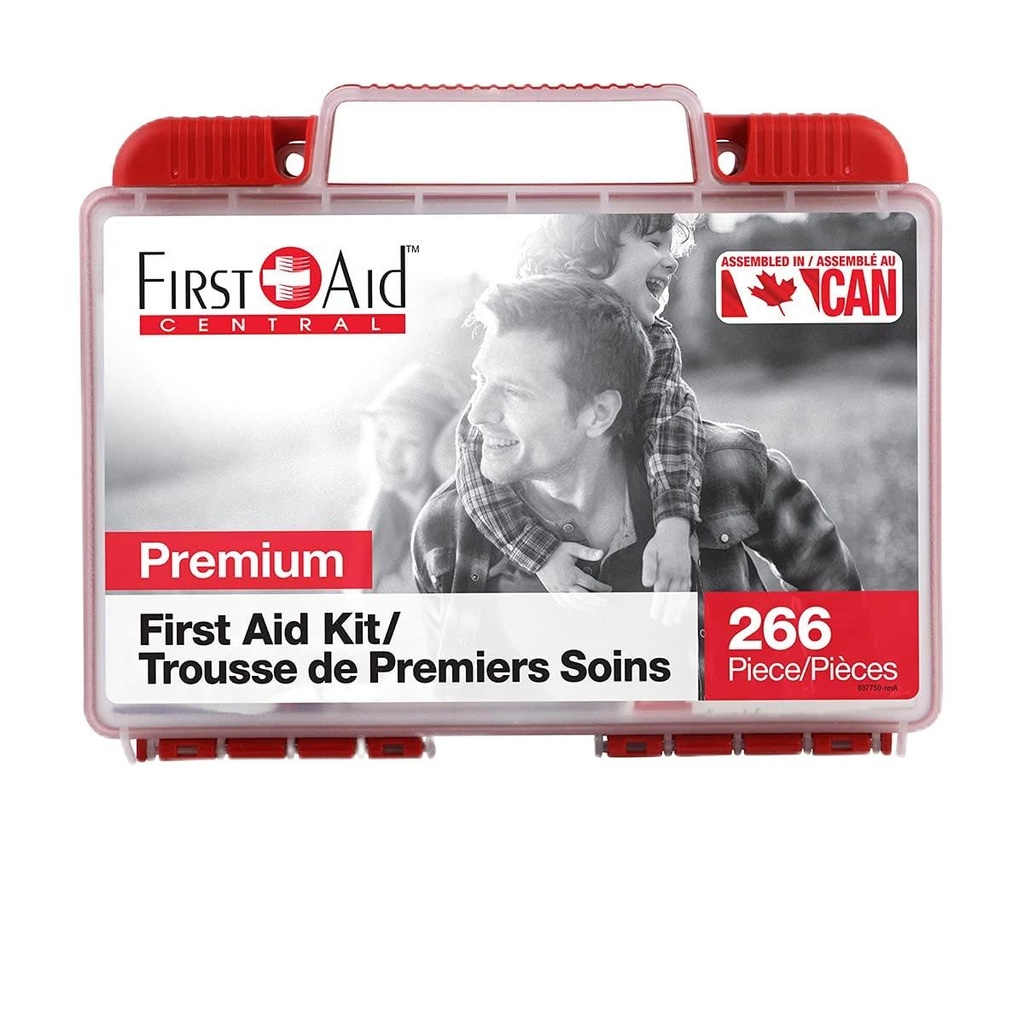 FIRST AID CENTRAL 266 Piece Premium First Aid Kit, Red