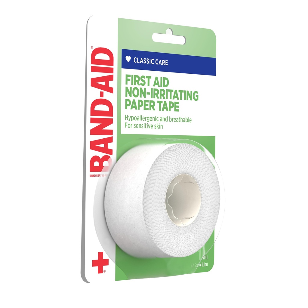 Band-Aid First Aid Non-Irritating Paper Tape 2.5cm x 9.1m 1 Pack