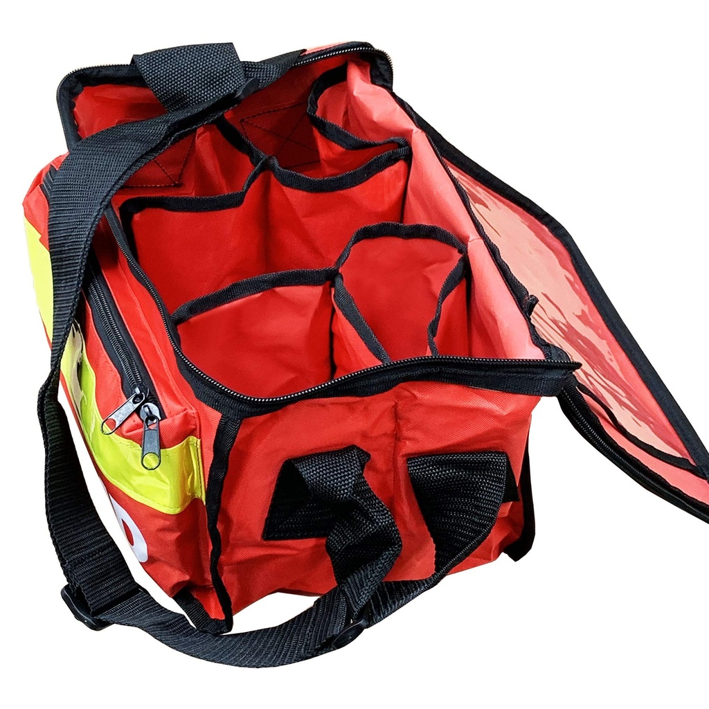JFA Medical Red Haversack Emergency First Aid Bag with Front Pocket - Empty, Red, 33cm x 12.5cm x 19cm, Classic
